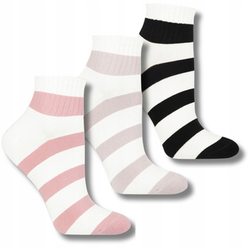 Skarpetki Damskie MORAJ Kolorowe Skarpety Za Kostkę w Paski 3-PAK 