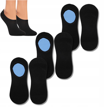 Stopki Damskie Niskie Skarpetki Czarne Balerinki Silikon MORAJ 3-PAK 