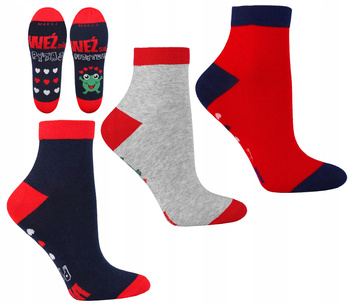 Skarpetki Niskie Stopki Damskie Walentynki Żabki PREZENT MORAJ 3 pary 