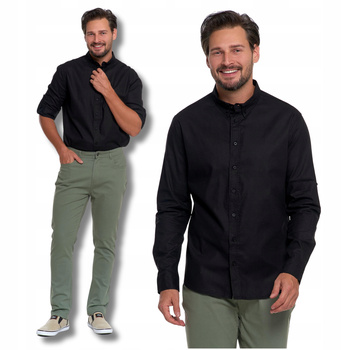 CZARNA KOSZULA MĘSKA MORAJ ELEGANCKA NA CODZIEŃ KLASYCZNA GŁADKA 