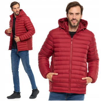 KURTKA MĘSKA Pikowana Przejściowa na Jesień z Odpinanym Kapturem MORAJ 