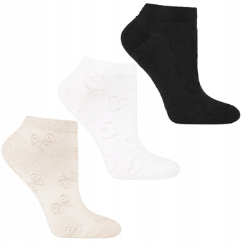 Skarpetki Damskie Stopki do Kostki Tłoczone Wzory Urocze MORAJ 3-pary 