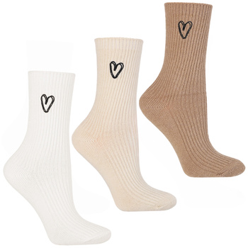 SKARPETY PRĄŻKOWANE DŁUGIE DAMSKIE WYSOKIE SKARPETKI SERCA 3-PAK