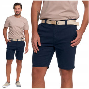 Szorty Męskie Krótkie Spodenki na Lato z Paskiem Eleganckie Modne MORAJ 