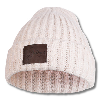 GRUBA CZAPKA DAMSKA CIEPŁA SZEROKI PRĄŻEK ZIMOWA Z NASZYWKĄ MODNA MORAJ