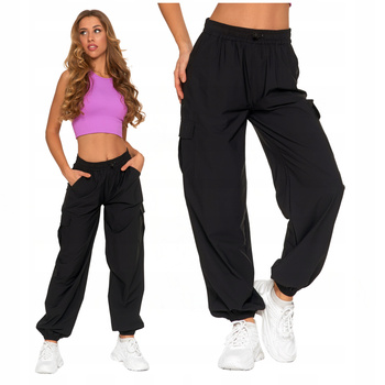 Spodnie Bojówki Damskie Wysoki Stan Luźne Parachute Wygodne Modne MORAJ 