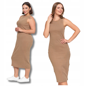 SUKIENKA DAMSKA MIDI PRĄŻKOWANA NA SZEROKICH RAMIĄCZKACH LETNIA MORAJ