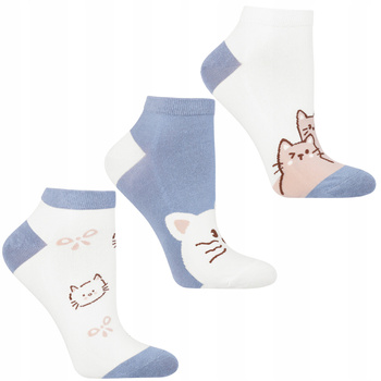 Skarpetki Damskie Stopki MORAJ Niskie Skarpety KOTY Kolorowe 3-PAK 