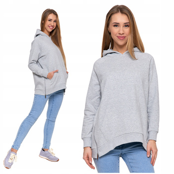 LUŹNA BLUZA DAMSKA DRESOWA OVERSIZE PRZEZ GŁOWĘ Z KAPTUREM MORAJ