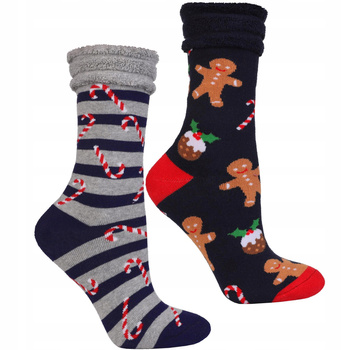 Skarpetki Świąteczne Skarpety na Święta Frotte PREZENT 2-pak MORAJ 
