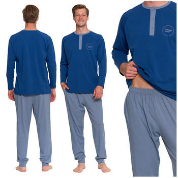 PIŻAMA MĘSKA DWUCZĘŚCIOWA DŁUGI RĘKAW I SPODNIE LUŹNA WYGODNA MORAJ