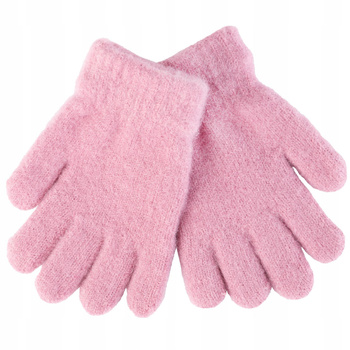Różowe RĘKAWICZKI DZIECIĘCE Pięciopalczaste Cienkie Rękawice MORAJ 