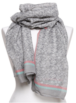 Szalik Damski Cienki w Kwiaty Długi Delikatny Szal Wiosenny Stylowy MORAJ