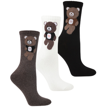 WYSOKIE SKARPETY MORAJ DŁUGIE SKARPETKI DAMSKIE Z MISIAMI ZESTAW 3PAR