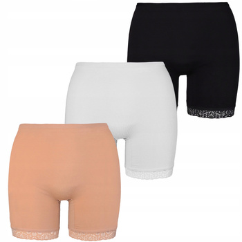 Reformy Damskie Wygodne Majtki z Nogawkami Bawełna Koronka MORAJ 3 szt. 