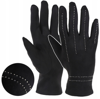 Rękawiczki Damskie Zamszowe Cyrkonie MORAJ