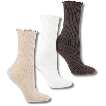 PRĄŻKOWANE SKARPETY DAMSKIE WYSOKIE SKARPETKI MORAJ 3-PAK FALBANKA