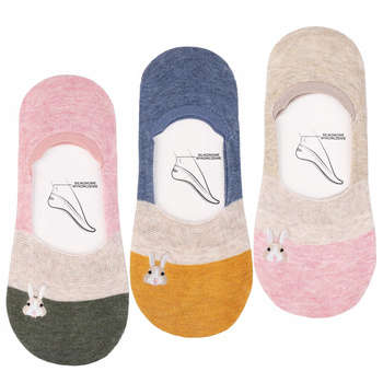 NISKIE STOPKI Damskie Skarpetki Balerinki HAFT Króliczki MORAJ 3-PAK 