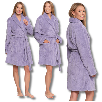 CIEPŁY SZLAFROK DAMSKI NA PREZENT PUCHATY MIĘKKI WIĄZANY DO KOLAN MORAJ