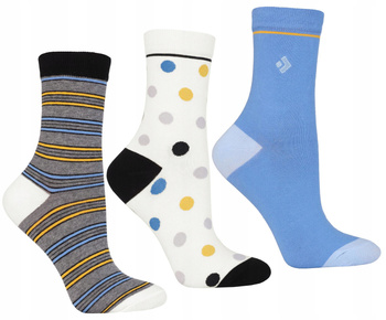 Wysokie Skarpetki Damskie Długie Kolorowe Paski MORAJ Zestaw 3-PAK