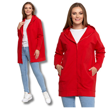 LUŹNA BLUZA DAMSKA DRESOWA ROZPINANA DŁUGA GŁADKA Z KAPTUREM MORAJ 