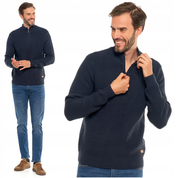 Sweter Męski Ze Stójką Zapinany Pod Szyją Elegancki Sweterek Ciepły MORAJ 