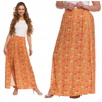 Spódnica Maxi z Rozcięciem Damska Długa Spódniczka Zwiewna Modna MORAJ 