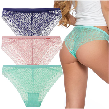 FIGI DAMSKIE MAJTKI Z KORONKĄ SUBTELNE WYGODNE MODNE MORAJ ZESTAW 3-PAK 