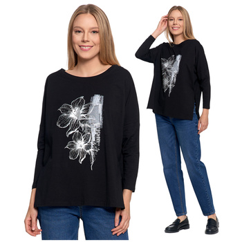 BLUZKA DAMSKA KOSZULKA 3/4 RĘKAW KLASYCZNA WYGODNA Z NADRUKIEM MORAJ 