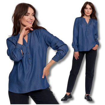 LUŹNA KOSZULA DAMSKA MODNA BLUZKA KOSZULKA Z DŁUGIM RĘKAWEM MORAJ