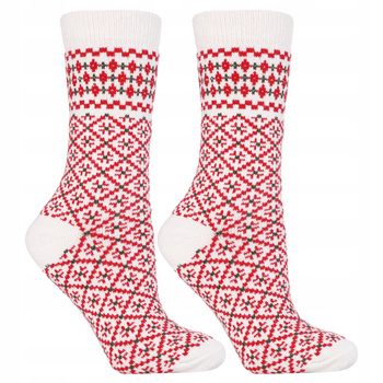 Ciepłe Skarpety Damskie Długie Termo Domieszka Wełny 1-PARA MORAJ 