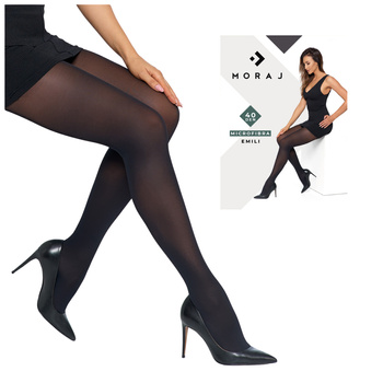 RAJSTOPY DAMSKIE MICROFIBRA 40 DEN GŁADKIE MATOWE KRYJĄCE NERO MORAJ R.