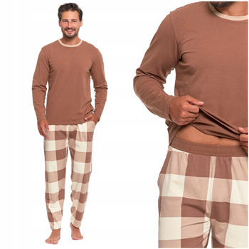 PIŻAMA MĘSKA DŁUGA SPODNIE W KRATĘ PREZENT NA ŚWIĘTA KLASYCZNA MORAJ 