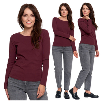 GŁADKA BLUZKA DAMSKA KOSZULKA Z DŁUGIM RĘKAWEM MODNA KLASYCZNA MORAJ