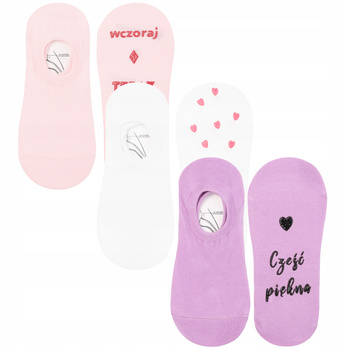 Stopki Damskie Niskie Skarpetki Balerinki z Napisami MORAJ 3-PAK 