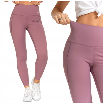 Gładkie Legginsy Damskie Sportowe Kieszenie Wysoki Stan Kryjące MORAJ 