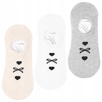 Stopki Damskie Niskie Skarpetki MORAJ Skarpety Uroczy Wzór 3-PARY 