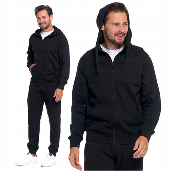 BLUZA MĘSKA Dresowa Rozpinana z Kapturem Gładka z Kieszeniami MORAJ 