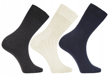 Skarpetki Męskie Wysokie Skarpety Prążkowane Garniturowe 3-PAK MORAJ 