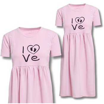 KOSZULA NOCNA DO KARMIENIA PIŻAMA DAMSKA ROZPINANA RÓŻOWA WYGODNA MORAJ