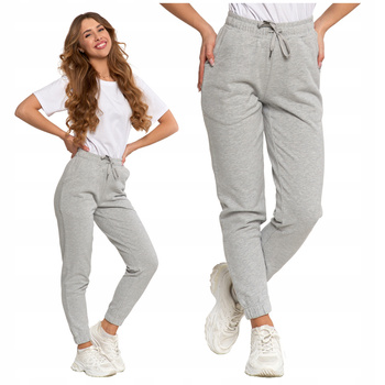 SPODNIE DAMSKIE Dresowe Gładkie z Kieszeniami i Ściągaczami Modne MORAJ 