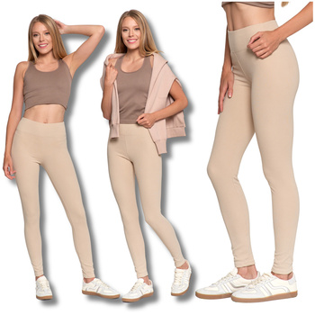 LEGGINSY DAMSKIE PRĄŻKOWANE GETRY Z WYSOKIM STANEM I SZEROKI PAS MORAJ