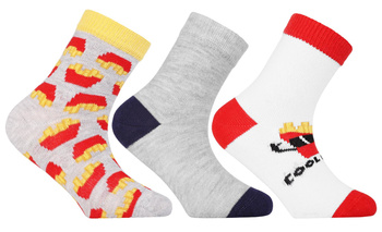 SKARPETKI DZIECIĘCE MORAJ Za Kostkę Kolorowe Frytki Śmieszne 3-Pak 