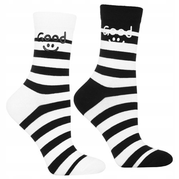Skarpetki Damskie w Paski Czarno Białe Wysokie Skarpety MORAJ 2 pary 