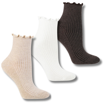 PRĄŻKOWANE SKARPETY DAMSKIE SKARPETKI ZA KOSTKĘ MORAJ 3-PAK FALBANKA