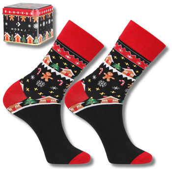 ŚWIĄTECZNE SKARPETY MĘSKIE SKARPETY NA ŚWIĘTA W PUSZCE PIERNIKI MORAJ 38-43