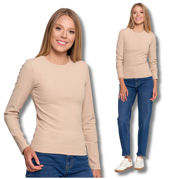 BLUZKA DAMSKA PRĄŻKOWANA Z DŁUGIM RĘKAWEM KLASYCZNA KOSZULKA MORAJ