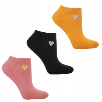 Stopki Damskie Niskie Skarpetki Kolorowe z Haftem MORAJ 3-pary 