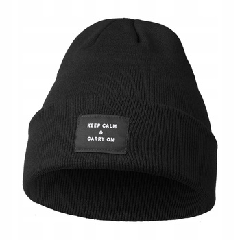 Czapka Damska Zimowa Beanie klasyczna z naszywką Modna Ciepła Prążek MORAJ