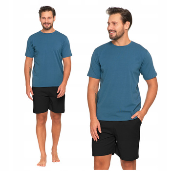 PIŻAMA MĘSKA Dwuczęściowa T-Shirt z Krótkim Rękawem Szorty Gładka MORAJ 